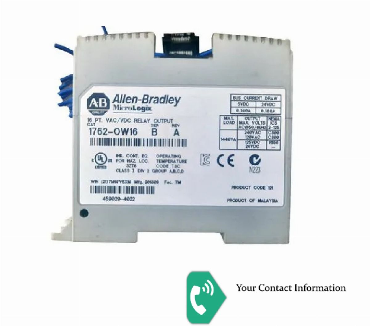 برق قدرت مدل <bdi>1762-OW16 B A</bdi> برند <bdi>Allen Bradley</bdi>
