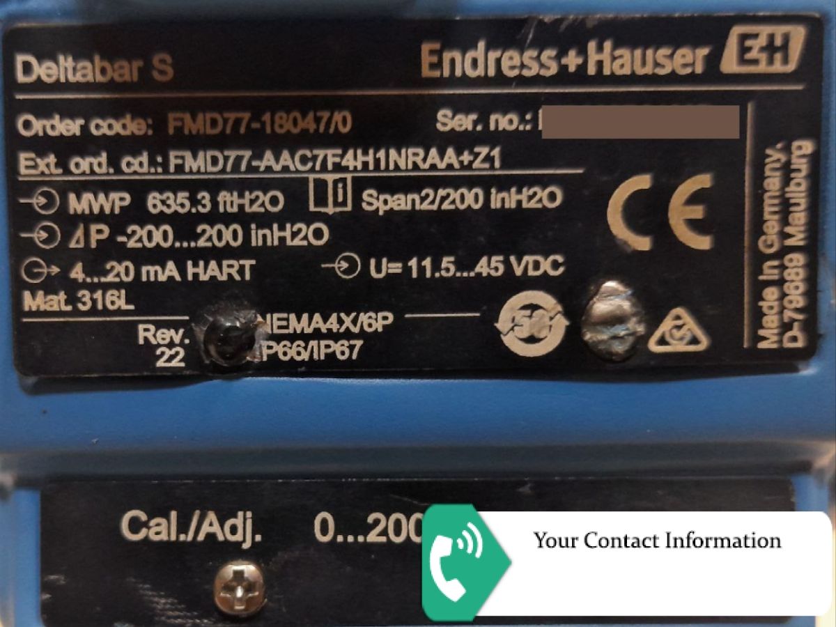 ترانسمیتر فشار مدل FMD77-AAC7F4H1NRAA+Z1 برند Endress+Hauser