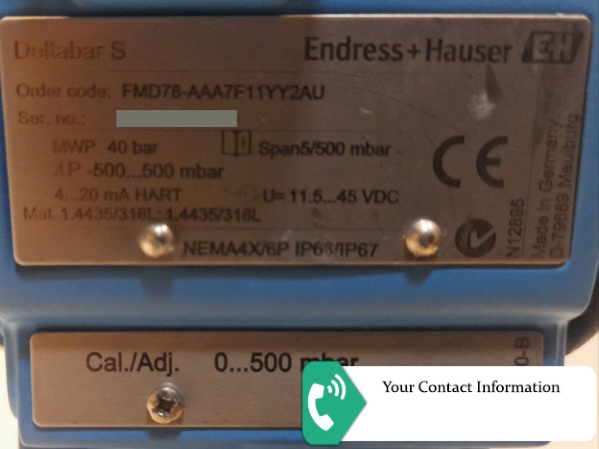 ترانسمیتر فشار مدل FMD78-AAA7F11YY2AU برند Endress+Hauser