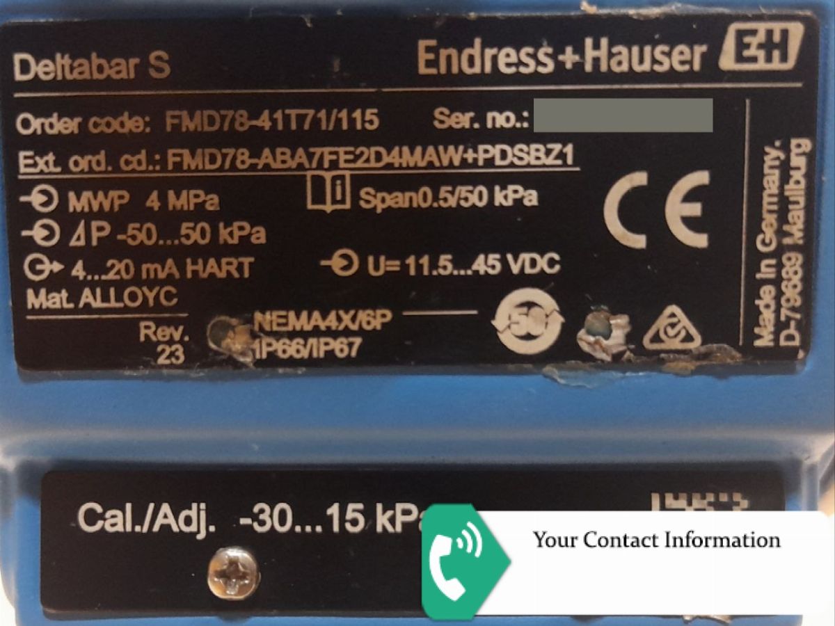 ترانسمیتر فشار مدل FMD78-ABA7FE2D4MAW+PDSBZ1 برند Endress+Hauser