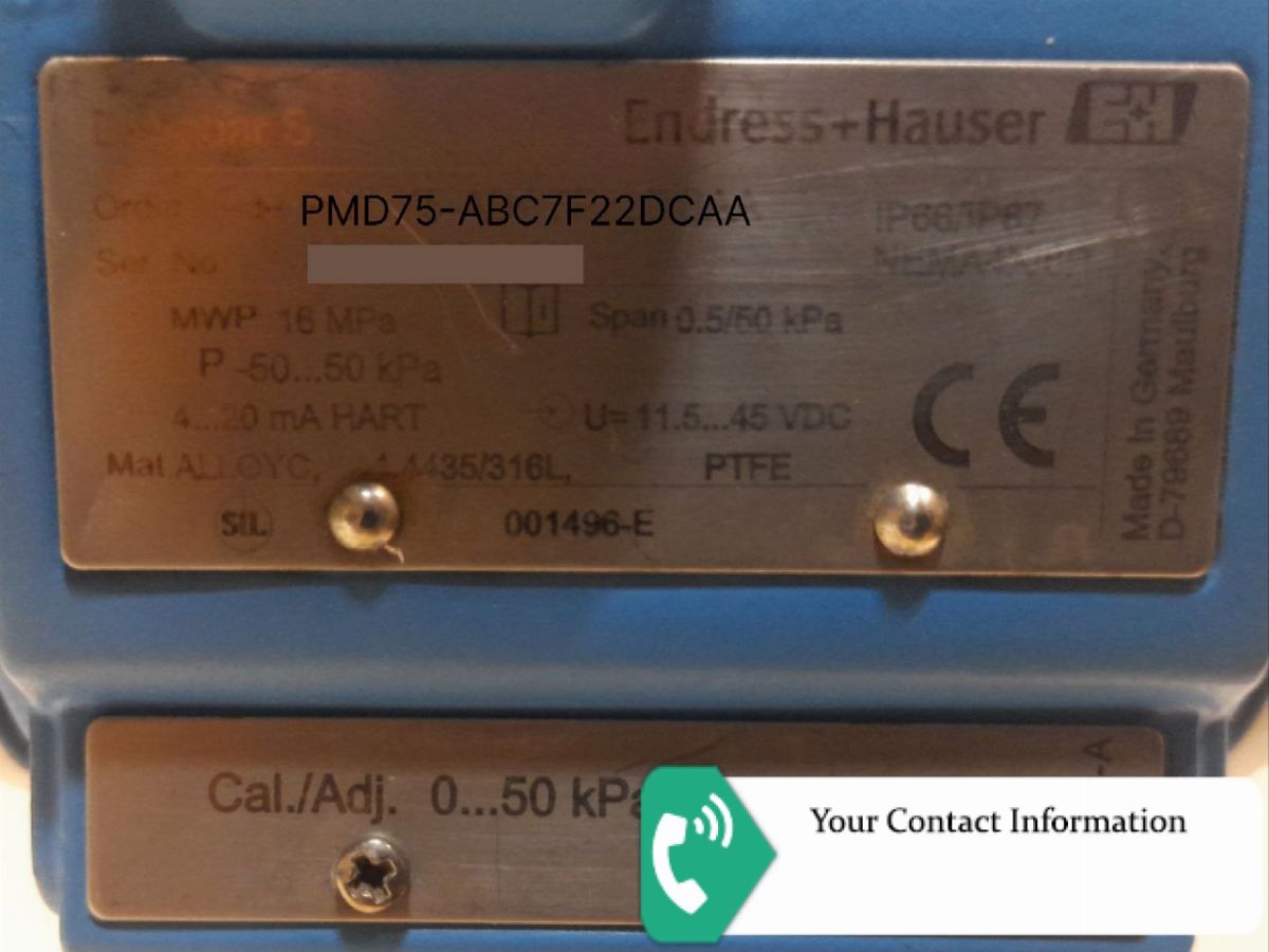 ترانسمیتر فشار مدل PMD75-ABC7F22DCAA برند Endress+Hauser