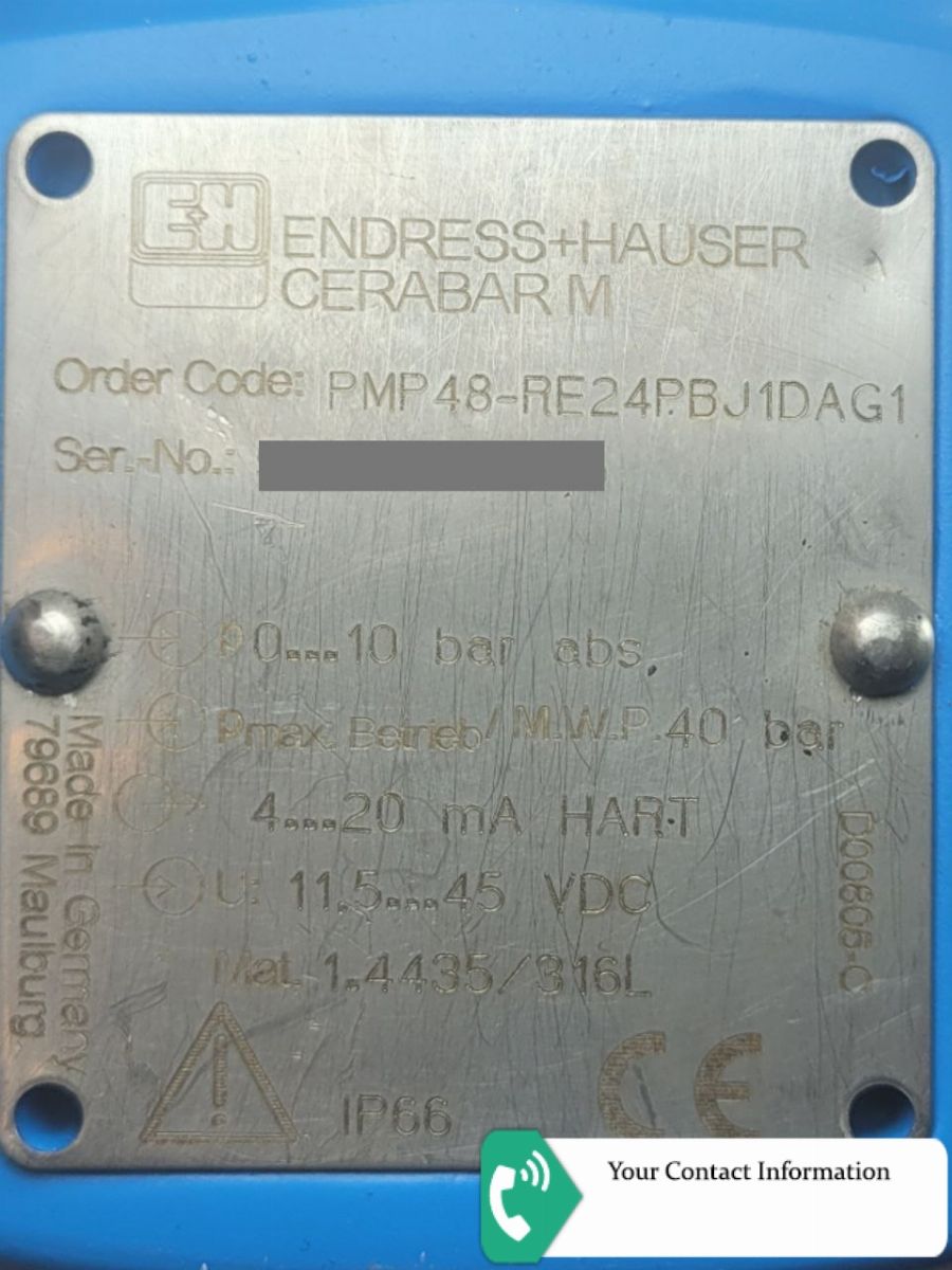 ترانسمیتر فشار مدل PMP48-RE24PBJ1DAG1 برند Endress+Hauser