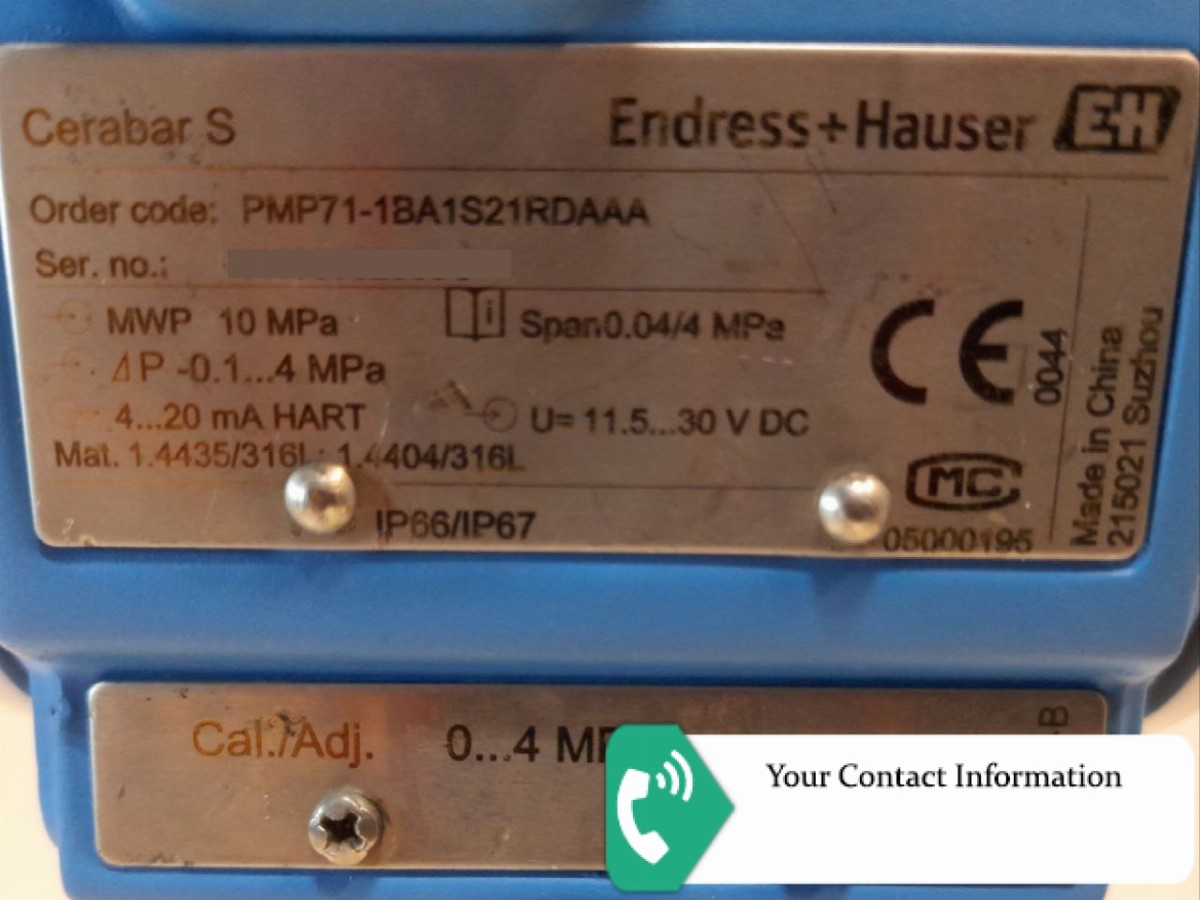 ترانسمیتر فشار مدل PMP71-1BA1S21RDAAA برند Endress+Hauser