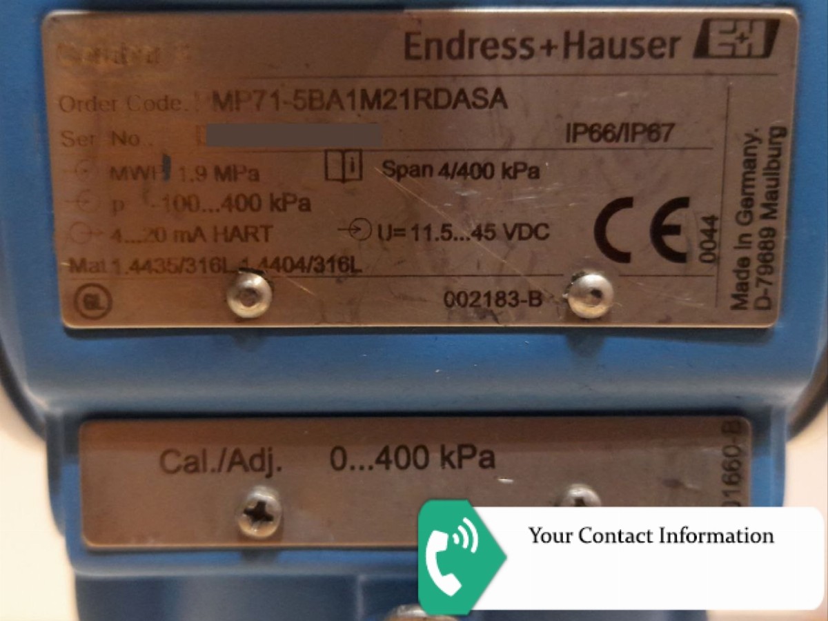 ترانسمیتر فشار مدل PMP71-5BA1M21RDASA برند Endress+Hauser