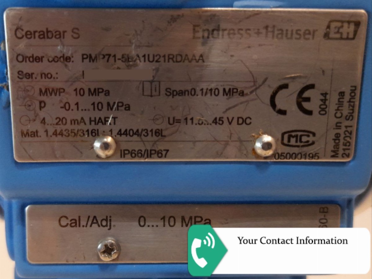 ترانسمیتر فشار مدل PMP71-5BA1U21RDAAA برند Endress+Hauser