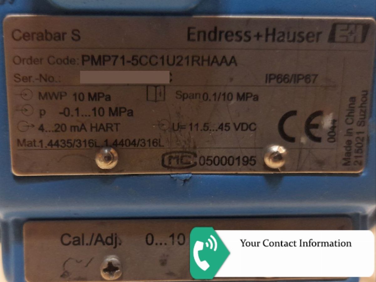 ترانسمیتر فشار مدل PMP71-5CC1U21RHAAA برند Endress+Hauser