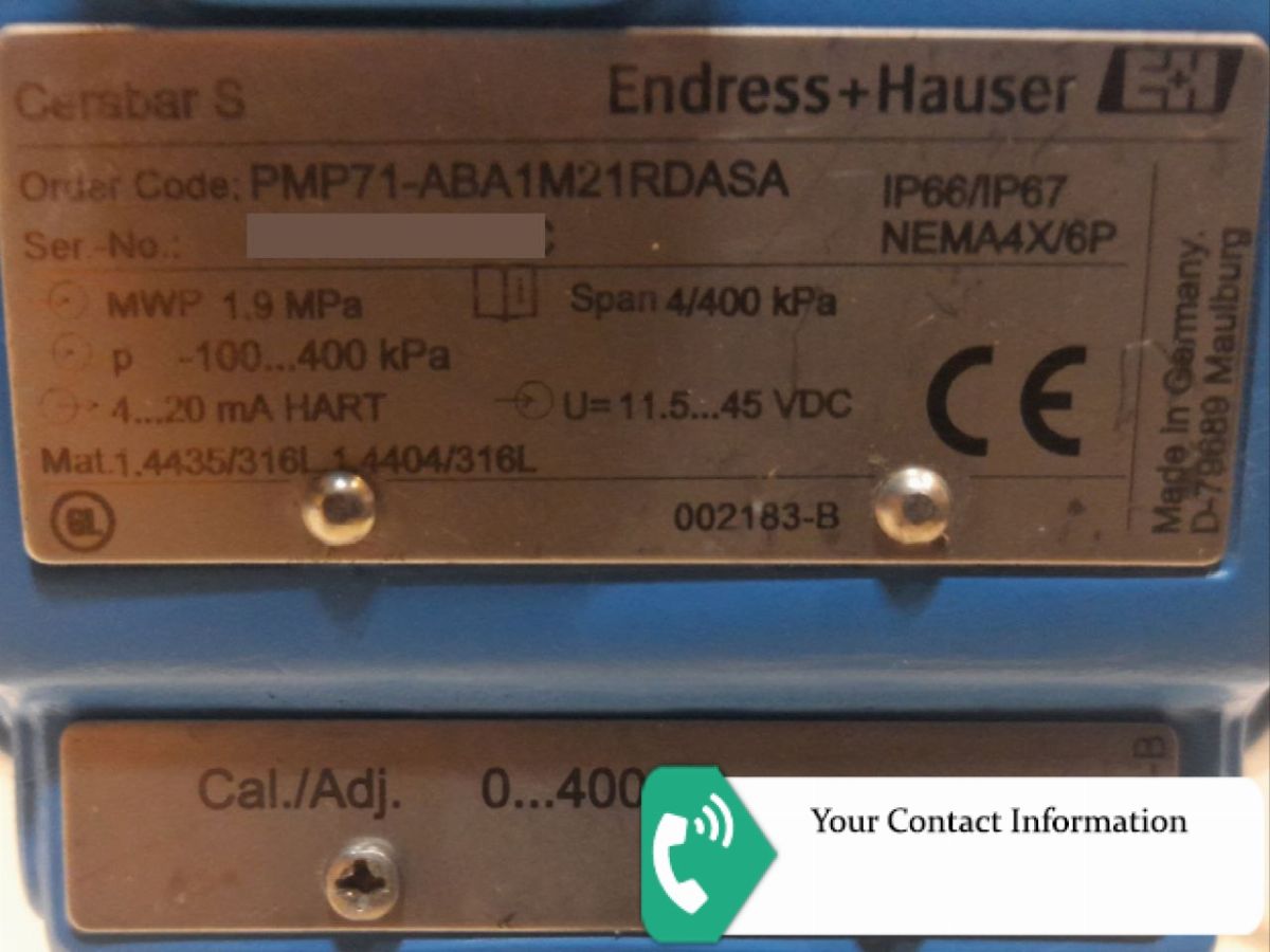 ترانسمیتر فشار مدل PMP71-ABA1M21RDASA  E+H برند Endress+Hauser