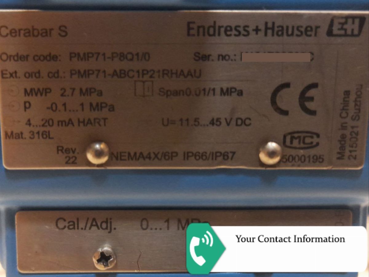 ترانسمیتر فشار مدل PMP71-ABC1P21RHAAU برند Endress+Hauser