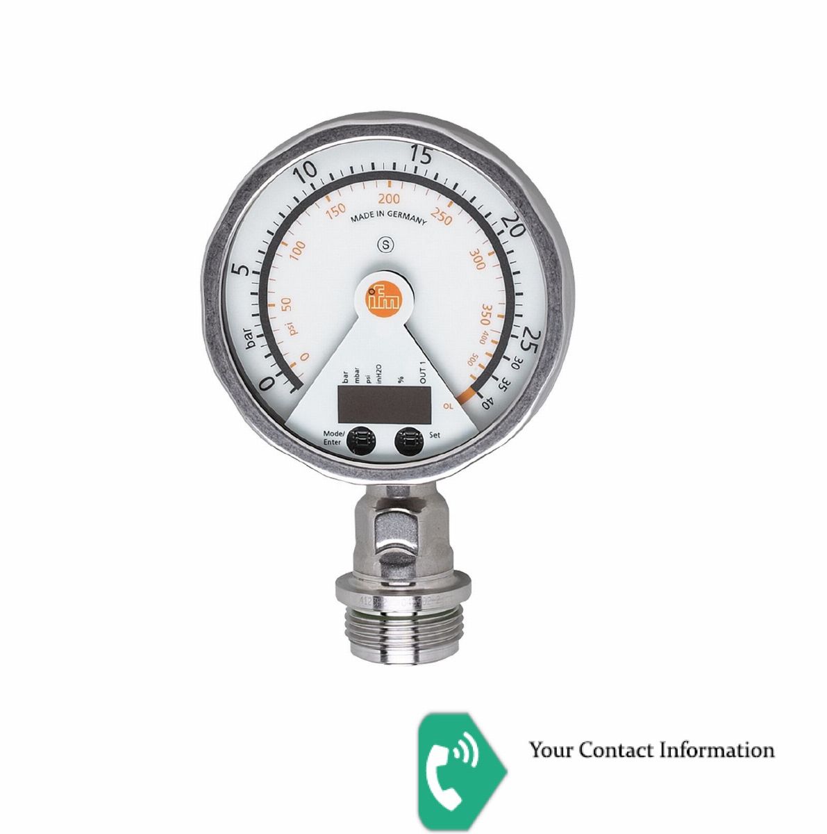 ترانسمیتر فشار مدل PG2793 25bar برند IFM